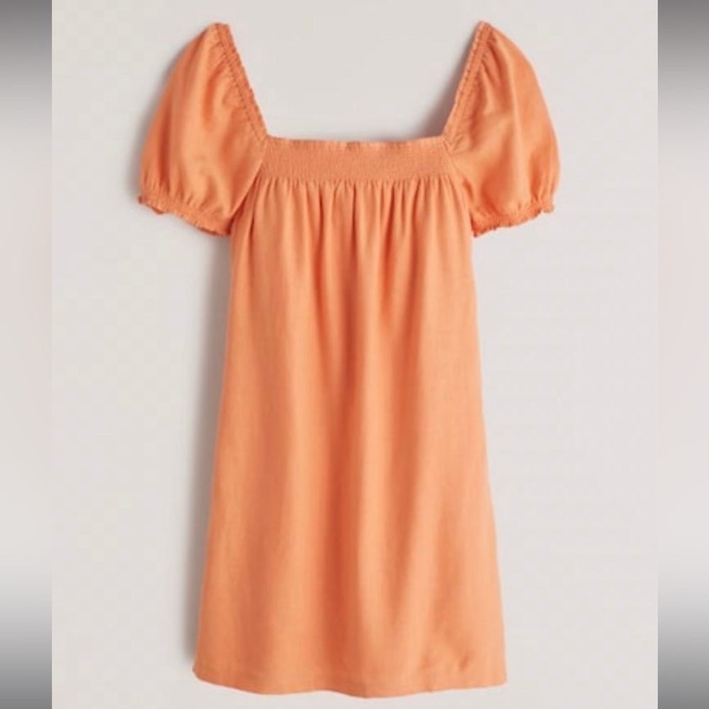 Abercrombie and Fitch Orange Puff Sleeve Dress